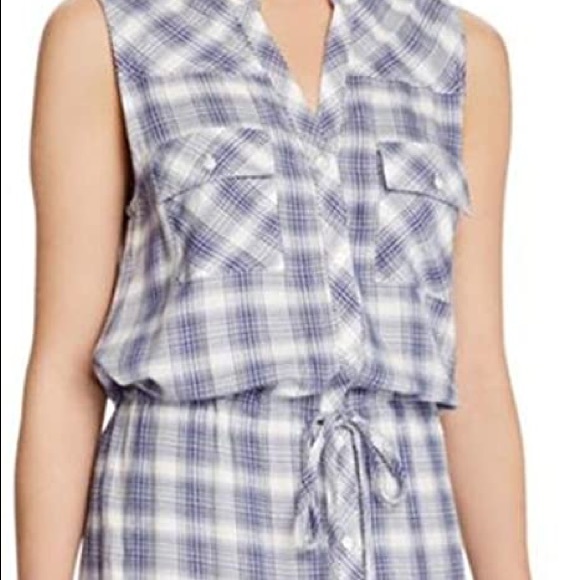 NWT Soft Joie Noraha Blue+White Plaid Dress - Picture 3 of 8